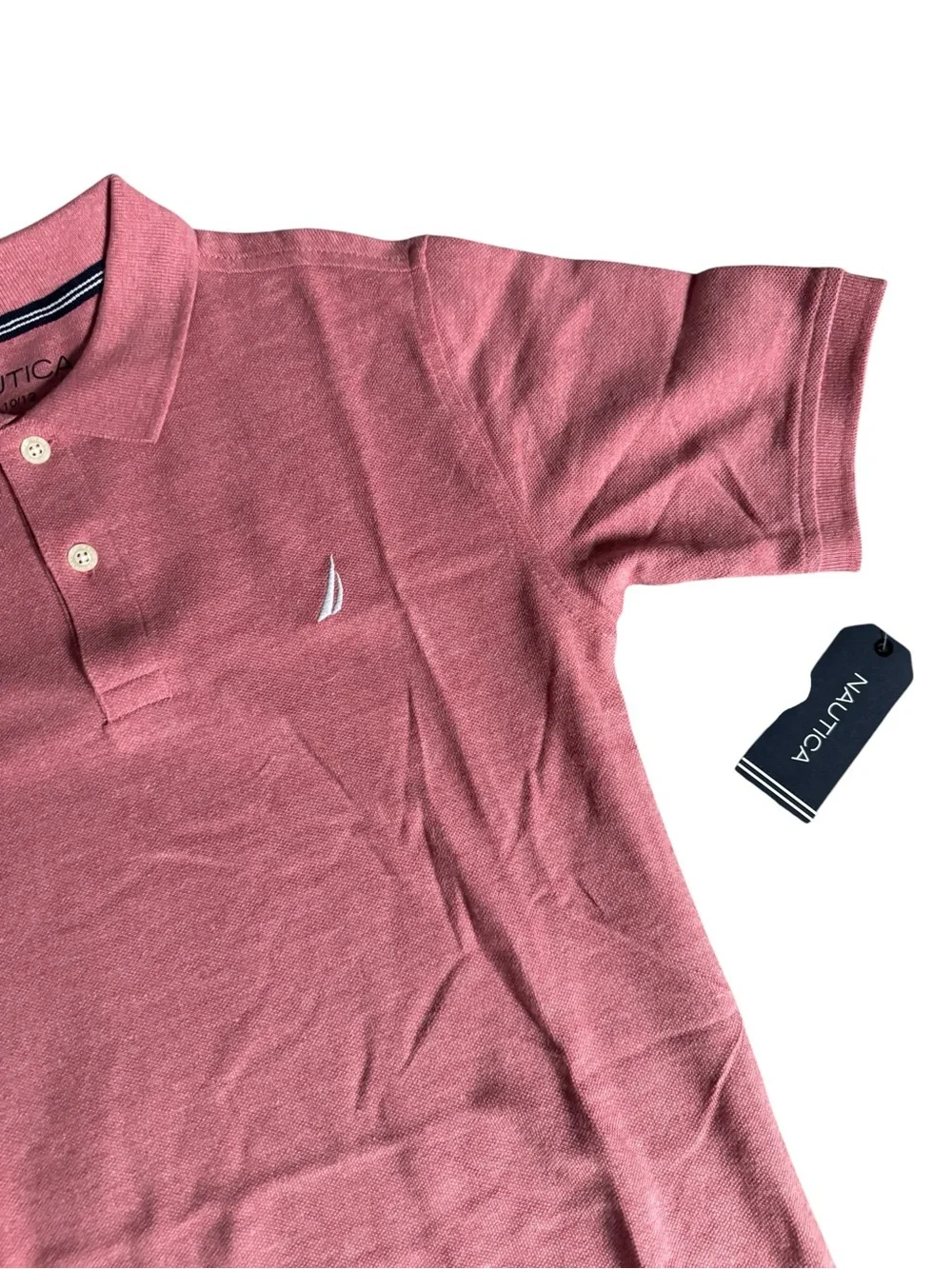 😎NWT Nautica Boys Youth Kids Pink Preppy Classic Short Sleeve Polo Shirt | 10